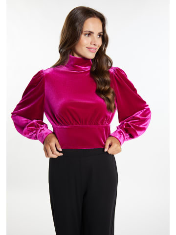 faina Damen Bluse Aus Stretchsamt in Pink