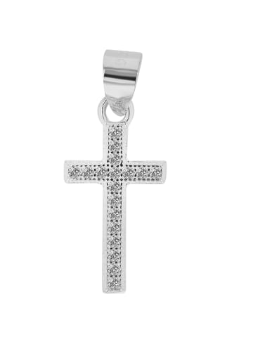 Adeliás Damen Anhänger Kreuz aus 925 Silber mit Zirkonia in silber