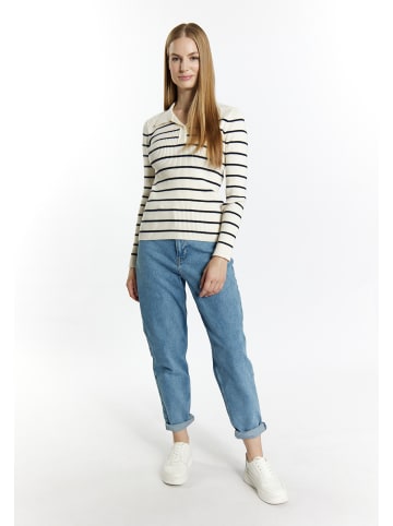 DreiMaster Damen Strickpullover in Wollweiss Marine