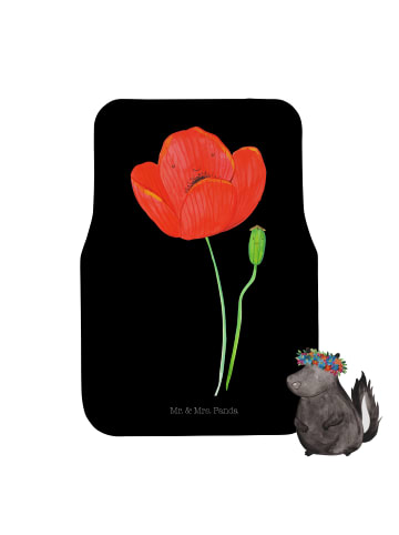 Mr. & Mrs. Panda Fußmatte Auto Blume Mohnblume ohne Spruch in Schwarz