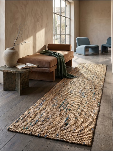 KADIMA DESIGN Naturfaser-Teppich Handgewebt ERME Jute Naturbelassen Modern in Natur-Blau