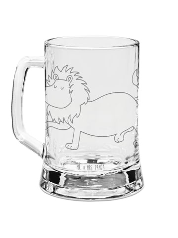 Mr. & Mrs. Panda Gravur Bierkrug Sternzeichen Löwe ohne Spruch in Transparent
