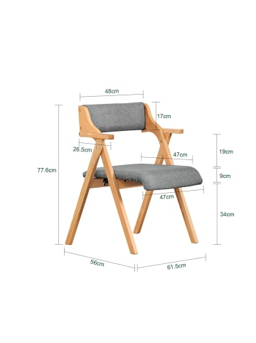 SoBuy Stuhl in Hellgrau - (W) 56 x (H) 77 x (L) 61 cm