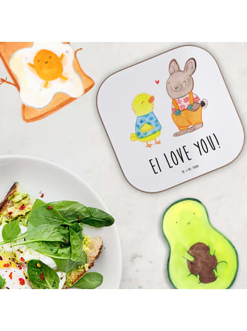 Mr. & Mrs. Panda Holzuntersetzer Ostern Freundschaft mit Spruch in Weiß