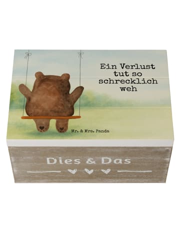 Mr. & Mrs. Panda Holzkiste mit Deckel Bär Schaukel Design mit Sp... in Weiß