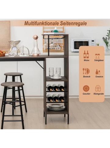 COSTWAY Bartisch mit Barhocker Set in Anthrazit