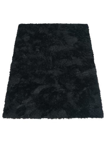 KADIMA DESIGN Hochflor Teppich Shaggy waschbar Unifarben Schlafzimmer in Schwarz