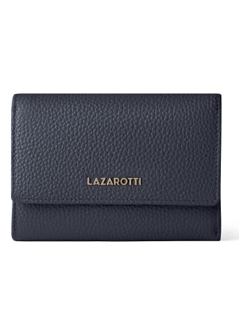 Lazarotti Bologna Leather XL Geldbörse mit Zip-Around Fach Leder 14 cm in navy