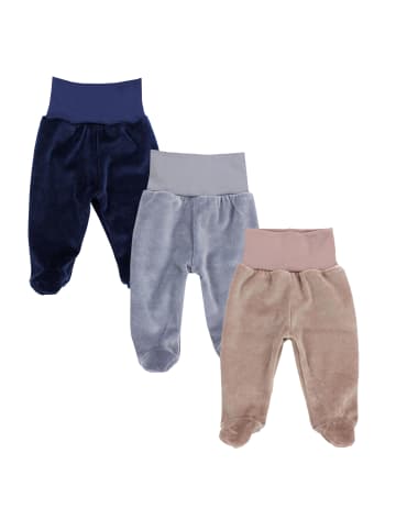 TupTam Baby Jungen Hose mit Fuß 3er Pack Nicki in beige/grau