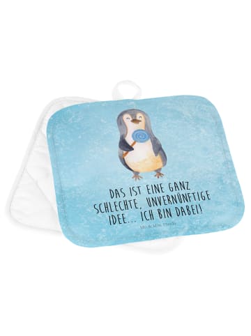 Mr. & Mrs. Panda 2er Set Topflappen  Pinguin Lolli mit Spruch in Eisblau