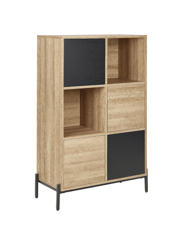 Beliani Bücherregal MOINES in Braun/Grau/Schwarz - (W) 80 x (H) 135 x (L) 40 cm