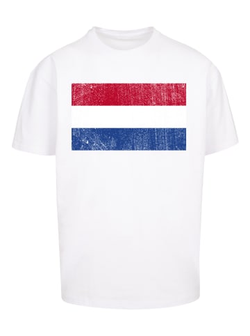 F4NT4STIC T-Shirt Netherlands NIederlande Holland Flagge distressed in weiß