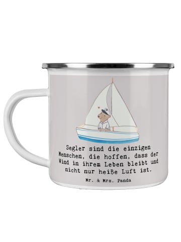 Mr. & Mrs. Panda Becher Segeln Lebenswind mit Spruch in Grau Pastell