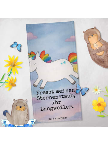 Mr. & Mrs. Panda Badetuch Einhorn Happy Design mit Spruch in Weiß