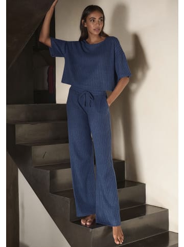 LASCANA Homewearhose in blau-meliert