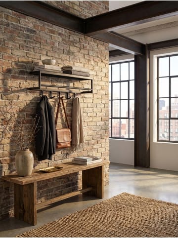 KADIMA DESIGN Wandgarderobe aus lackiertem Stahl, Schwarz, 5 Haken, Kleiderstange