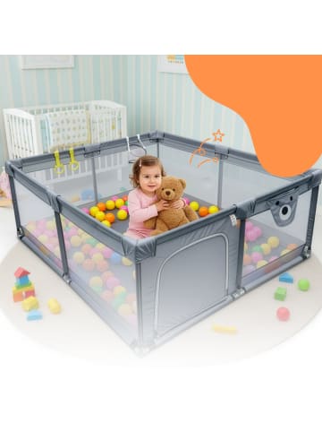 relaxdays Laufstall in Grau - (B)150 x (H)65 x (T)150 cm