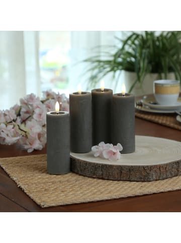 Adilina 4x LED Kerze LINA Echtwachs Rustik-Optik 5x12,5cm in grau