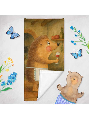 Mr. & Mrs. Panda Handtuch Igel Wein Design ohne Spruch in Weiß