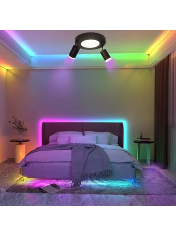 ZMH Deckenleuchte LED 2-flammige GU10 in schwarz rund 20W schwenkbar L 25cm