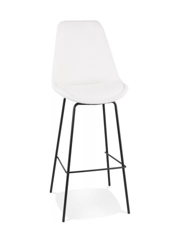 KADIMA DESIGN Barhocker mit Sitzpolster aus weißem Frotteestoff | Modern in Weiß-Schwarz