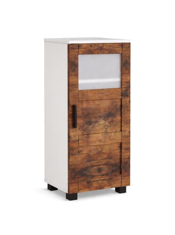 VCM Holz Badschrank Midischrank Nilari 70 x 38 x 28 cm in Weiß / Vintage-Eiche