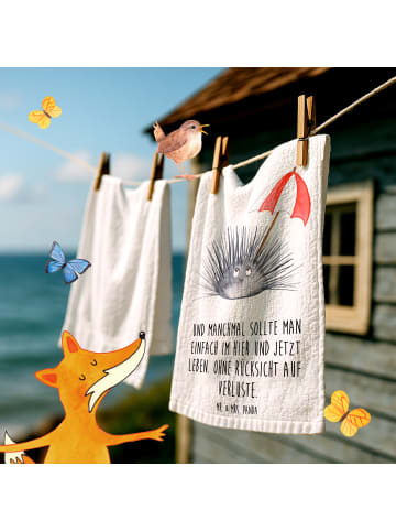 Mr. & Mrs. Panda Handtuch Seeigel mit Spruch in Weiß