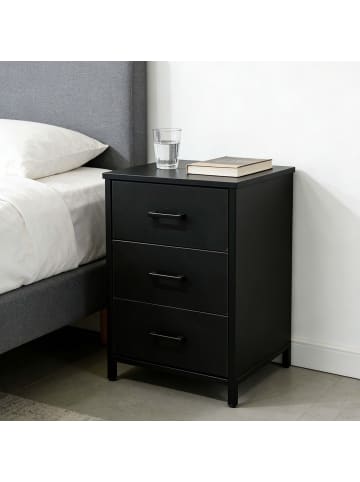 relaxdays Nachttisch in Schwarz - (B)40 x (H)60 x (T)40 cm
