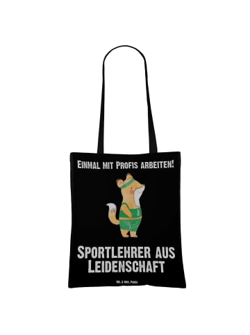 Mr. & Mrs. Panda Jutebeutel Sportlehrer Leidenschaft mit Spruch in Schwarz
