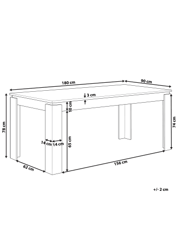Beliani Esszimmertisch VITON in Braun - (W) 90 x (H) 78 x (L) 180 cm