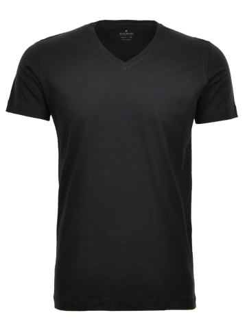Ragman 2 T-Shirt Doppelpack Bodyfit mit V-Ausschnitt in Schwarz