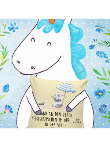 Mr. & Mrs. Panda kuschelkissen 40x40 Sommer Meer Glück mit Spruch in Gelb Pastell