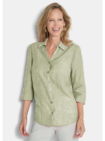 GOLDNER Ausbrennerbluse Viskosebluse mit filigranem Muster in salbei