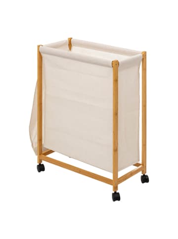 5five Simply Smart Wäschekorb auf Rollen in Beige, (B) 28 x (H) 80 x (L) 55 cm