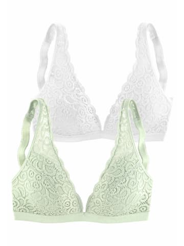 PETITE FLEUR Bralette-BH in hellgrün+weiß