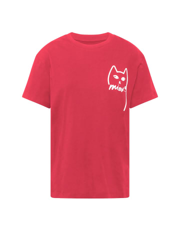Mavi Jeans T-Shirt mit Katzen Aufdruck Basic  Oberteil M1610225 in Pink