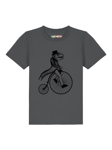 wat? Apparel T-Shirt T-Rex auf Fahrrad in Grau