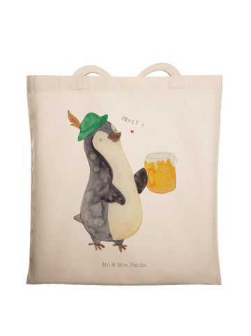 Mr. & Mrs. Panda Tragetasche Pinguin Bier ohne Spruch in Creme