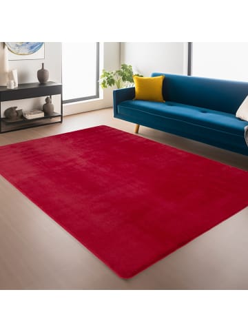 KADIMA DESIGN Teppich Kurzflor Unifarben Polyester Antirutsch Wohnzimmer in Rot