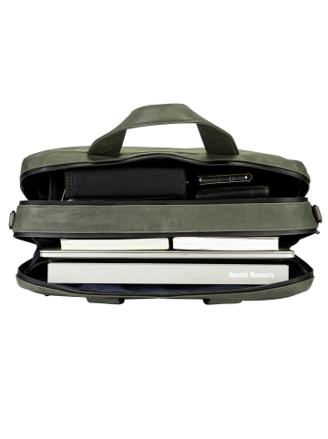Leonhard Heyden Den Haag Aktentasche Leder 40 cm Laptopfach oliv