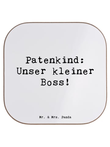 Mr. & Mrs. Panda Untersetzer Patenkind Boss mit Spruch in Weiß