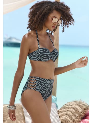 Venice Beach Bügel-Bandeau-Bikini-Top in schwarz-oliv