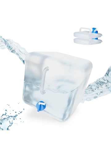relaxdays 3 x Wasserkanister in Transparent/ Blau - 20 Liter