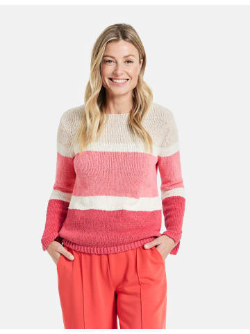 Gerry Weber Pullover Langarm Rundhals in Lila/Pink/Ecru/Weiss Ringel