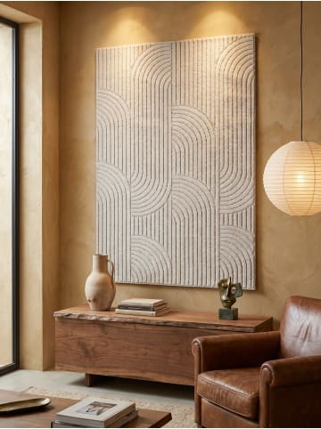 KADIMA DESIGN Flachgewebe-Teppich Hoch-Tief Bögen 3D Relief Pflegeleicht in Creme