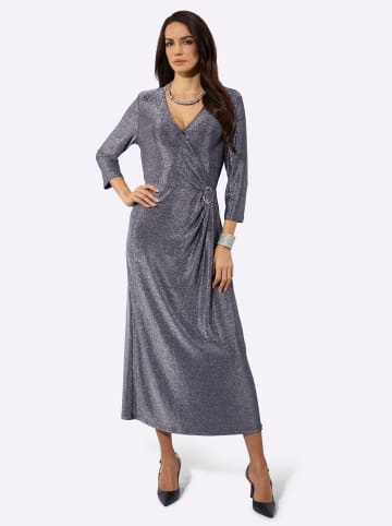 creation L Jersey-Kleid in silberfarben-marine