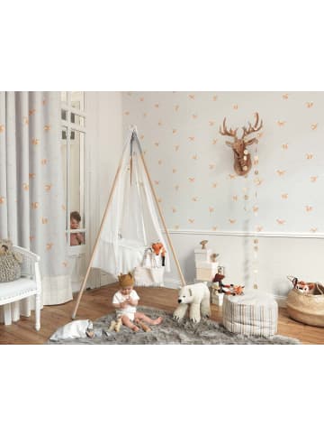 Casadeco My Little World Stoff Füchse braun auf hellblau