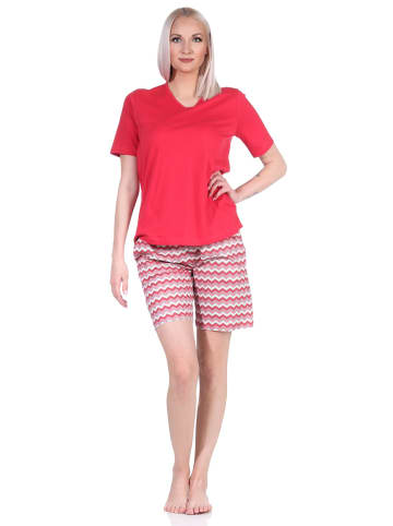 NORMANN Shorty Pyjama kurz und gemusterten Shorts strahlenden in rot