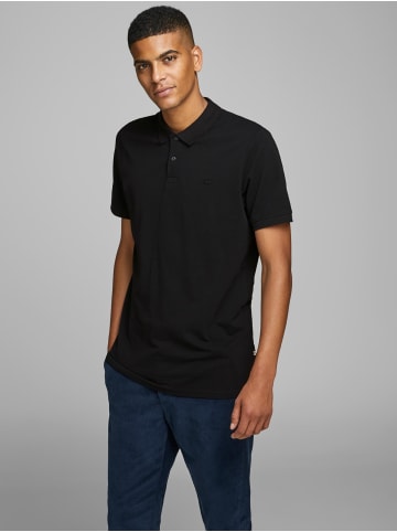 Jack & Jones Einfarbiges Polo Hemd Pique T-Shirt mit Kragen JJEBASIC in Schwarz