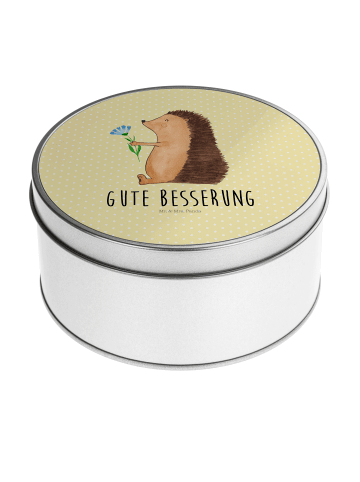Mr. & Mrs. Panda Dose Igel Blumen mit Spruch in Gelb Pastell